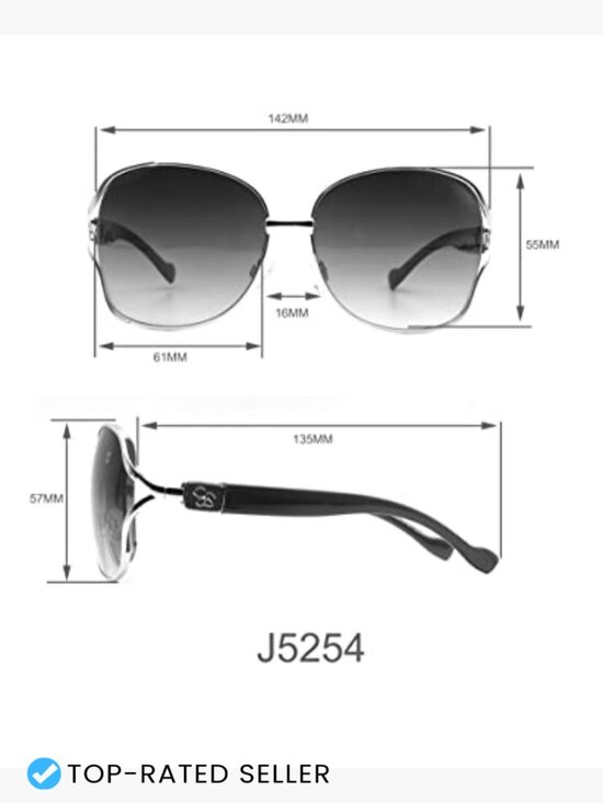 Oversized Square Sunglasses Gradient Metal Frame UV400 Protection